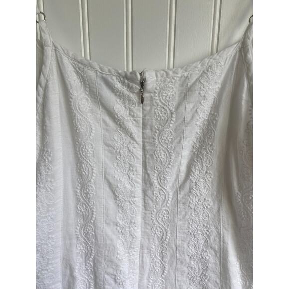 Lauren Ralphh Lauren Dress Women's 8 White Embroidered Knit Adjustable Floral - Picture 7 of 7